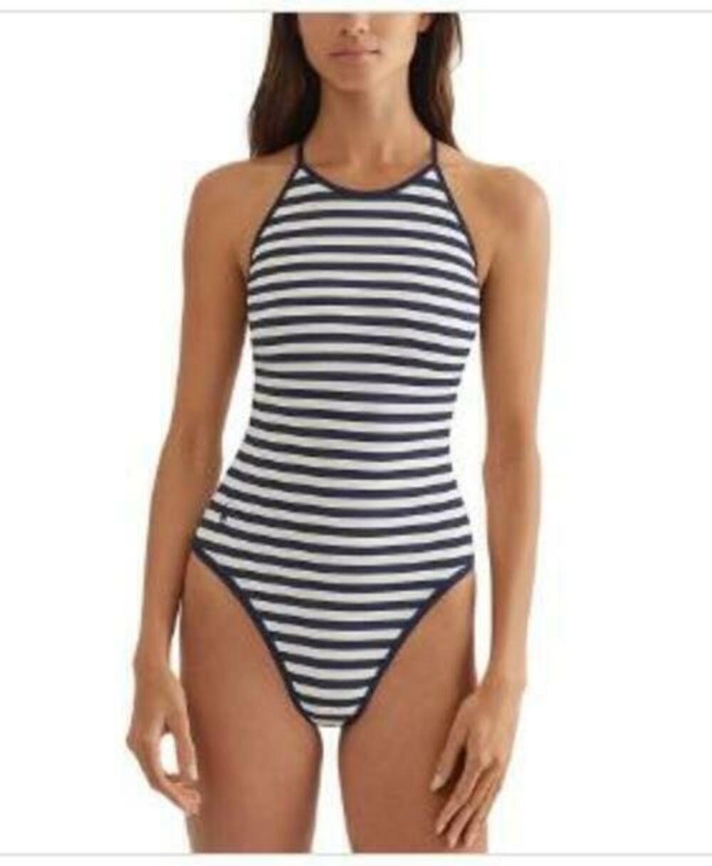 Polo Ralph Lauren Women's Blue/White Retro One Piece Swimsuit S NWT